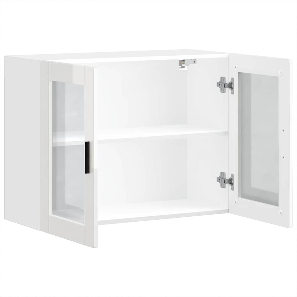 Kitchen Wall Cabinet with Glass Door Porto High Gloss White